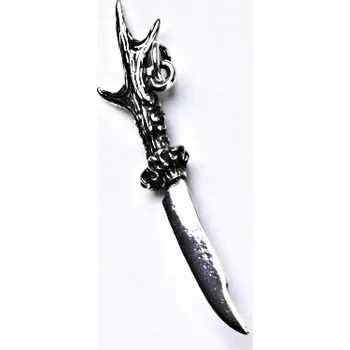 Přívěsek Stříbrný přívěšek s patinou, lovecký nůž, přívěsek ze stříbra, P 608