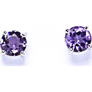 Náušnice Stříbrné náušnice, přírodní ametyst světlý, náušnice na šroubek, NŠ 1250