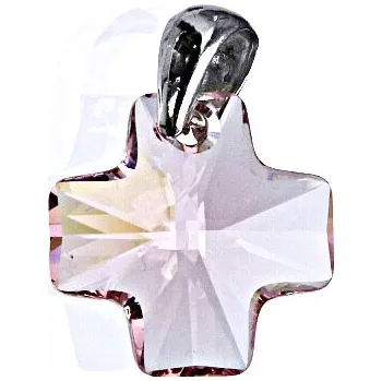Přívěsek Stříbrný přívěsek se Swarovski krystalem rose, kříž 20 mm P 1302