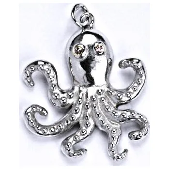 Přívěsek Stříbrný přívěšek s růžovým zirkonem, chobotnice, přívěšek ze stříbra, P 1439