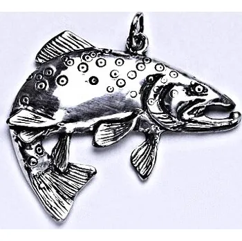 Přívěsek Stříbrný přívěsek s patinou,pstruh obecný,potočný - potočák,stříbrná ryba, P 983