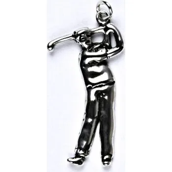 Přívěsek Stříbrný přívěsek, golfista s patinou, přívěsek ze stříbra, P 254
