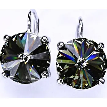Náušnice Stříbrné náušnice na patent s krystaly Swarovski Rivoli (barva Black diamond) NK 1188