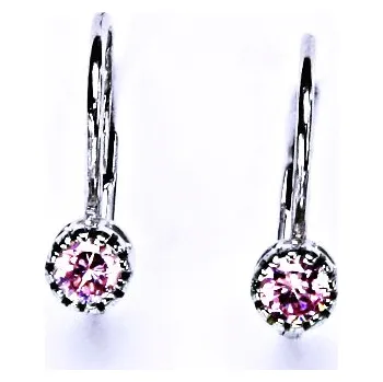 Náušnice Stříbrné náušnice , pink zirkon - VE 141 (zirkon 3,5 mm)