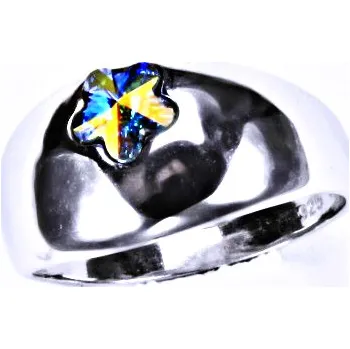 Prsten Stříbrný prsten s krystalem Swarovski ( kytička 6 mm - AB Crystal)T 1301