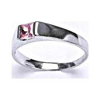 Prsten Stříbrný prsten se syntetickým růžovým zirkonem,prsten ze stříbra,T 1442