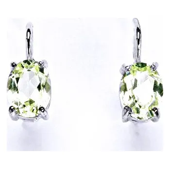 Náušnice Stříbrné náušnice na patent se zirkonem chryzolit 8x6 mm, NK 1245