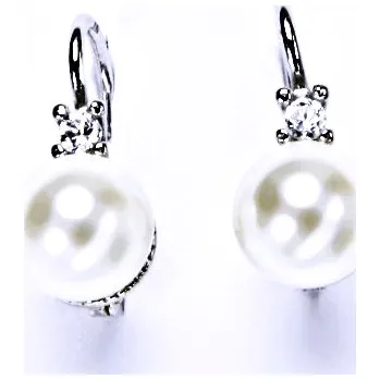 Náušnice stříbrné šperky, náušnice na patent(perla um. bílá 8mm)NK 1207