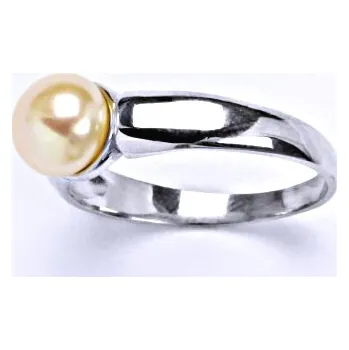 Prsten Stříbrný prsten s lososovou přírodní perlou 8 mm, T 1180