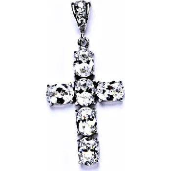 Přívěsek Stříbrný přívěšek , křížek , čiré zirkony - P 1238/2 (Stříbrný kříž se zirkony)