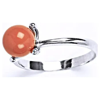 Prsten Stříbrný prsten se Swarovski perlou coral T 1400