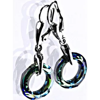 Náušnice Stříbrné náušnice se Swarovski krystaly Cosmic ring bermuda blue, NK 1313/27