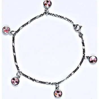 Náramek Stříbrný náramek se Swarovski krystaly light siam, kolečka, R 1336