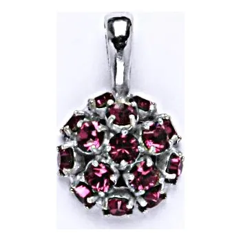 Přívěsek Stříbrný přívěšek se Swarovski krystaly fuchsie,půlkoule,P 1337