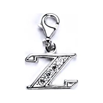 Přívěsek Stříbrný přívěšek na karabinku se zirkony písmenko Z, P 1106