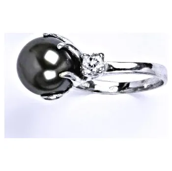 Prsten Stříbrný prsten se Swarovski perlou dark grey, T 1190