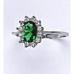 Stříbrný prsten Kate,imitace smaragdu, čiré zirkony, T 1480