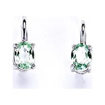 Náušnice Stříbrné náušnice na patent se zirkonem peridot 7x5 mm, NK 1246