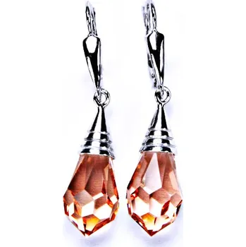 Náušnice stříbrné náušnice, krystal, patent, šperky(light rose)NK 1200/20