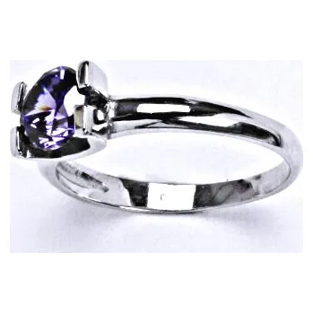 Prsten Stříbrný prsten se syntetickým ametystem, T 1273