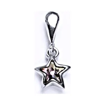 Módní doplněk Stříbrný přívěšek hvězdička , Swarovski krystal vitrail light - P 1326/22 (Swarovski krystal 6x6 mm)