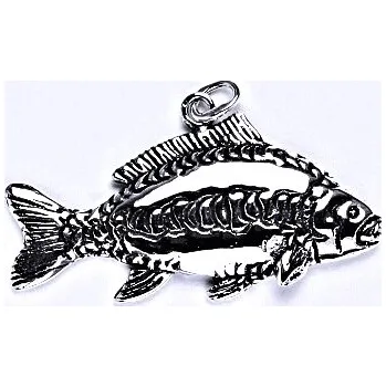 Přívěsek Stříbrný přívěsek s patinou, kapr obecný, přívěsek ze stříbra, P 952