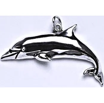 Přívěsek Stříbrný přívěšek ryba-delfín s patinou, přívěšek delfínek P 153