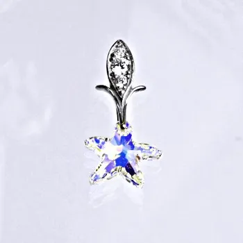 Přívěsek Stříbrný přívěšek s AB krystalem Swarovski fuchsia, hvězda P 1404