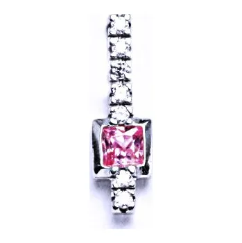 Přívěsek Stříbrný přívěšek , zirkony čiré a růžový - VP 82 (zirkon 4x4 mm)