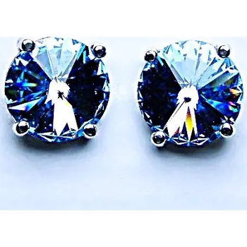 Náušnice Stříbrné náušnice, krystal Swarovski, barva Akvamarin, šperky s krystaly, NŠ 1188