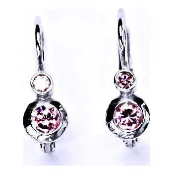 Šperk Stříbrné náušnice , pink zirkony VE 72 (Stříbrné náušnice se zirkony)