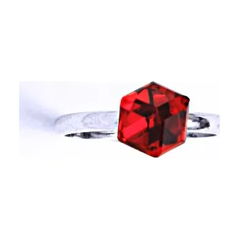 Prsten Stříbrný prsten s krystalem Swarovski (Light Siam 6x6 mm)T 1230