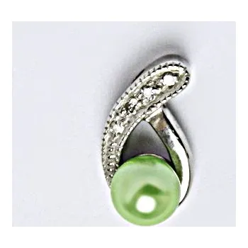 Šperk Stříbrný přívěšek s umělou zelenou perlou, šperk P 1195 Rh