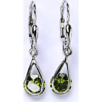 Náušnice Stříbrné náušnice, zirkon olivín 7 mm NK 1291/27