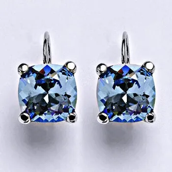 Náušnice 1 Stříbrné náušnice se Swarovski krystalem akvamarín, 12 x 12 mm NK 1460