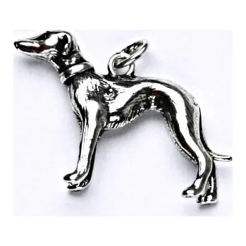 Přívěsek Stříbrný přívěšek s patinou, figurka chrt, přívěsek ze stříbra, P 329