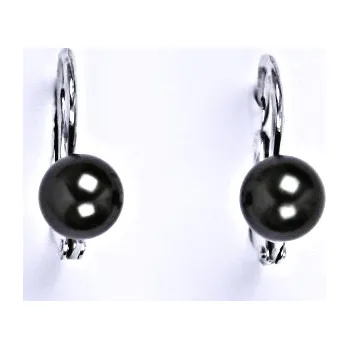 Náušnice Stříbrné náušnice se Swarovski black perlou 6 mm, NK 1183