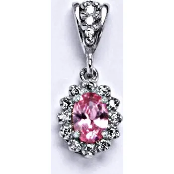 Přívěsek Stříbrný přívěšek s růžovým zirkonem a malými čirými zirkony