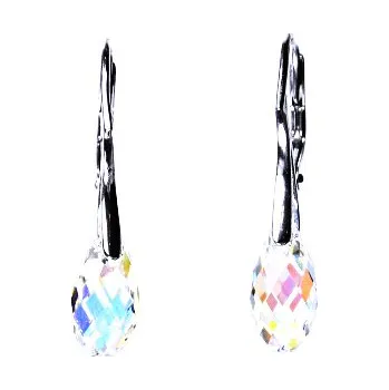 Náušnice Stříbrné náušnice, šperky, Swarovski krystal, patent (kapka AB crystal 13 mm)NK 1295