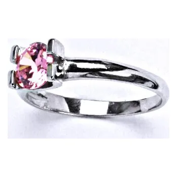Prsten Stříbrný prsten se syntetickým růžovým zirkonem, T 1273
