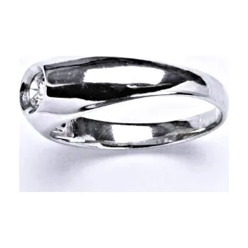 Prsten Stříbrný prsten s čirým zirkonem , zásnubní, T 1418