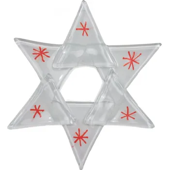 Vánoční ozdoba Vánoční skleněná ozdoba hvězda bílá 01 - červené hvězdičky