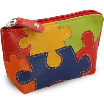 Barevná kožená klíčenka s motivem puzzle Daisy