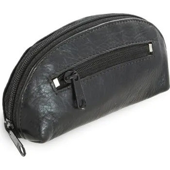 Černá kožená dvouzipová klíčenka Darina