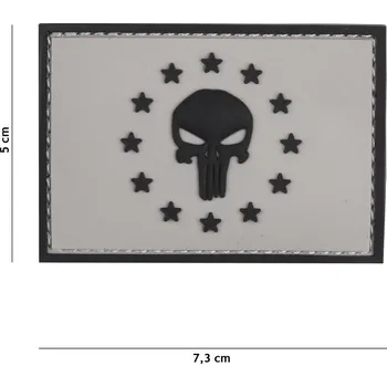 Nášivka Gumová nášivka 101 Inc vlajka Punisher EU - šedá