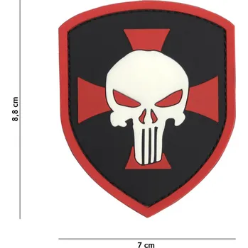 Nášivka Gumová nášivka 101 Inc Punisher Shield - červená
