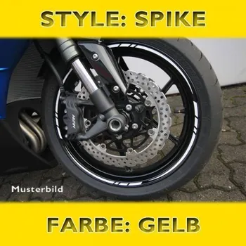 Samolepicí dekorace na vozidlo Proužky na ráfky SPIKE Style, žluté, 7mm široké pro 16-19 palcová kola