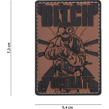Nášivka Gumová nášivka 101 Inc nápis Bitch - hnědá