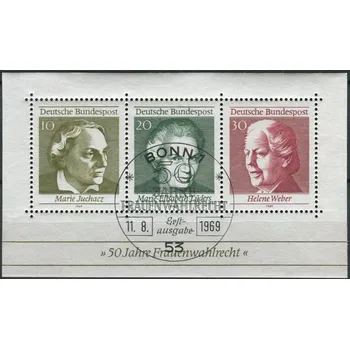 Poštovní známka (1969) MiNr. 596 - 598 O - Německo - BLOCK 5 - 50 let ženského volebního práva v Německu
