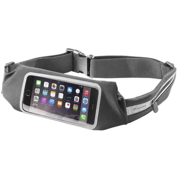 Pouzdro na mobilní telefon Cellularline Waistband Running s průhledem černé